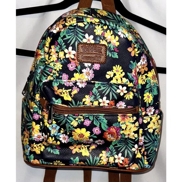 Loungefly Pokemon Mini Backpack Starter Pikachu Evee Squirtle Floral Purse NWT